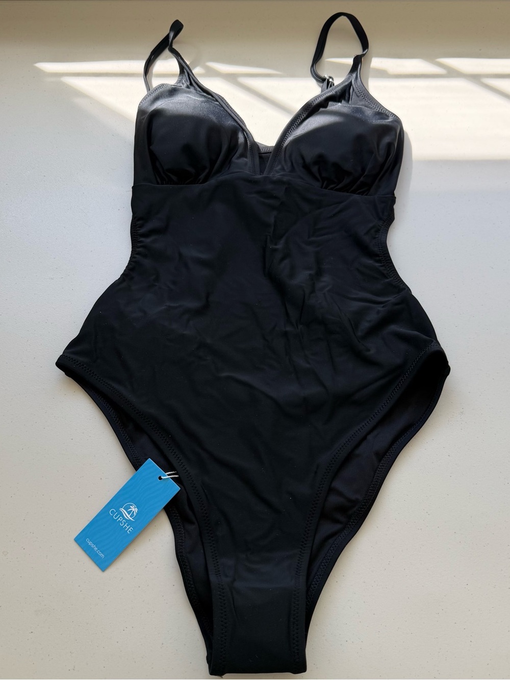 CUPSHE Black One Piece Swimsuit Size M Adjustable Crisscross Straps